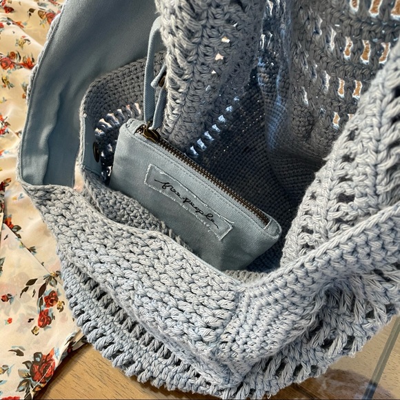 Free People Anguilla Macrame Tote Light Blue - Picture 3 of 7